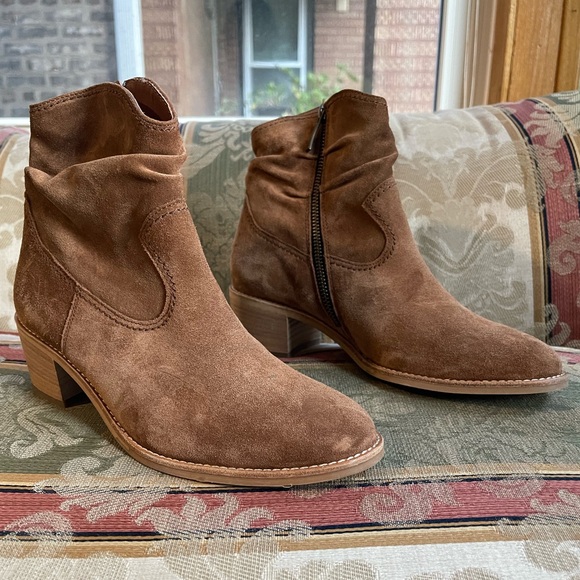 PAUL GREEN Shilo Western Bootie In Toffee Soft Suede.Sz 6 US WomenN6-12